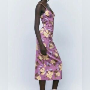 Zara‎ Women’s mauve pink Floral Printed Corset Style Underwire Dress size small